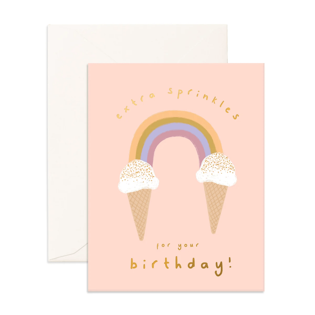 Fox & Fallow Extra Sprinkles Rainbow Cone Greeting Card
