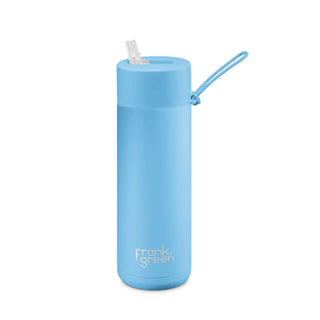 Frank Green 20oz Ceramic Reusable Bottle with Straw Lid Sky Blue