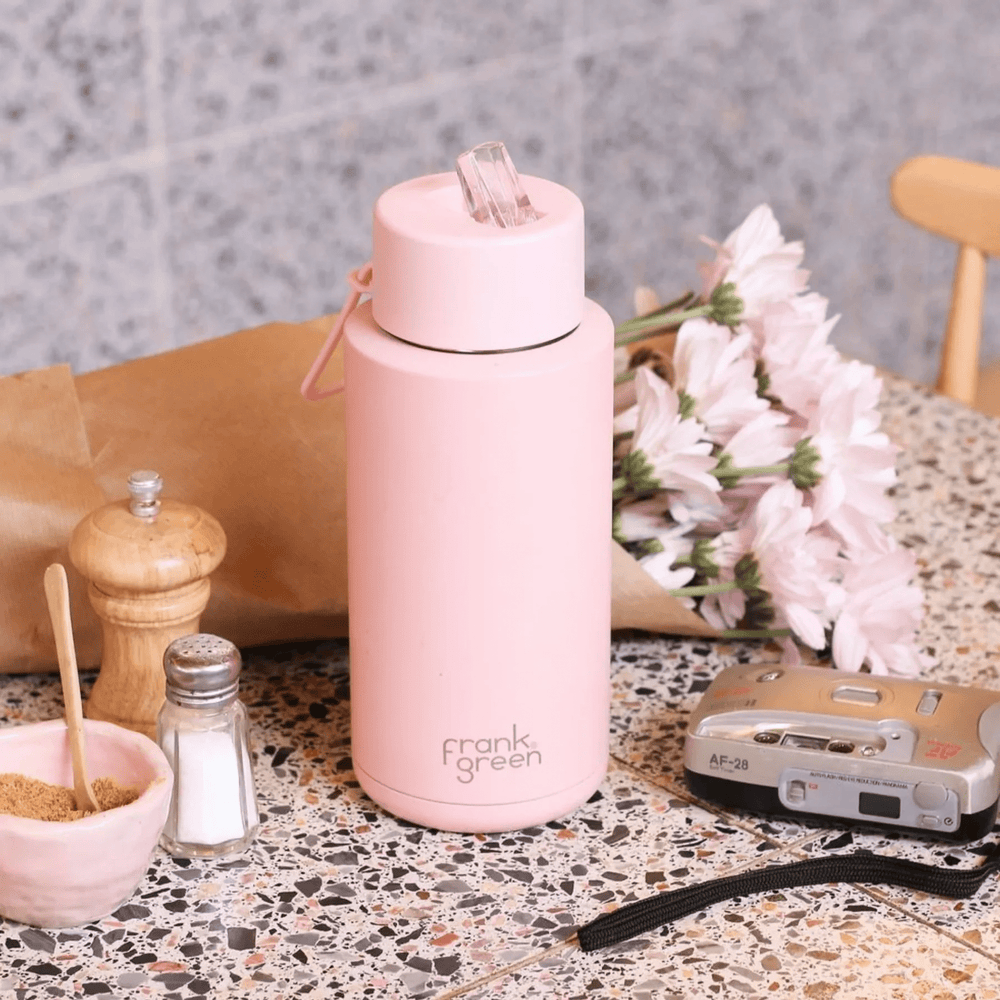 Frank Green 34oz Ceramic Reusable Bottle with Straw Lid Blush Pink