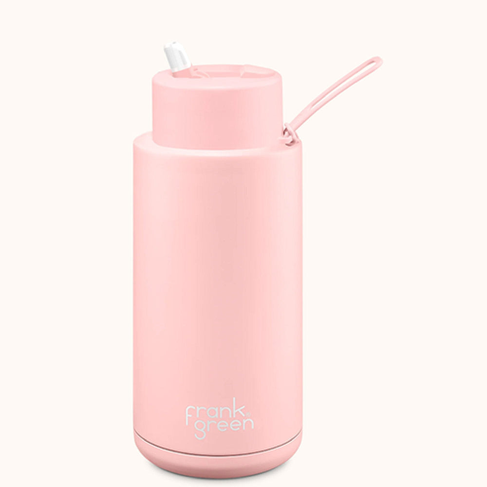 Frank Green 34oz Ceramic Reusable Bottle with Straw Lid Blush Pink