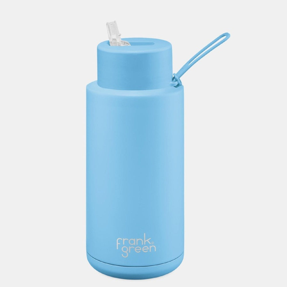 Frank Green 34oz Ceramic Reusable Bottle with Straw Lid Sky Blue