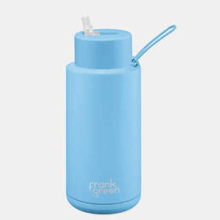 Frank Green 34oz Ceramic Reusable Bottle with Straw Lid Sky Blue