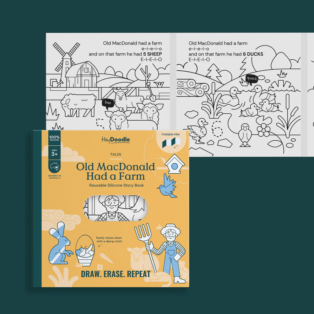 HeyDoodle Old MacDonald Had a Farm Tales - Reusable Colouring Book