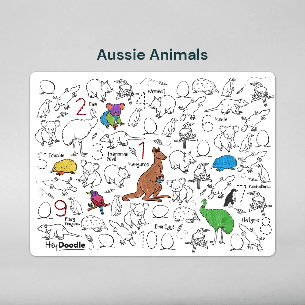 HeyDoodle Reusable Silicone Drawing Mat Aussie Animals