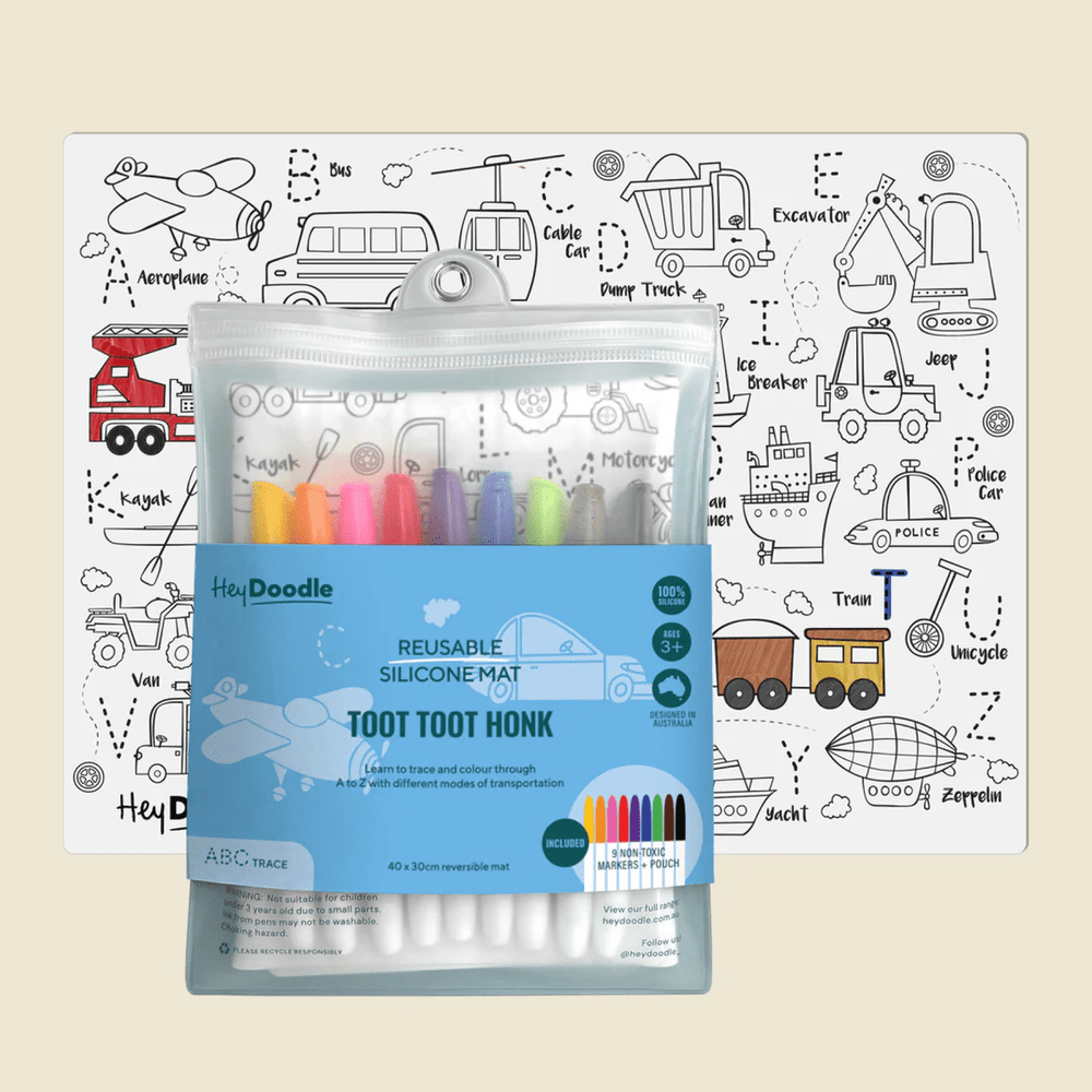 HeyDoodle Reusable Silicone Drawing Mat Toot Toot Honk