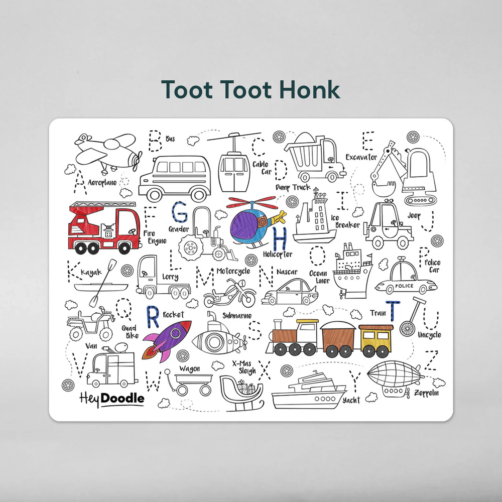 HeyDoodle Reusable Silicone Drawing Mat Toot Toot Honk