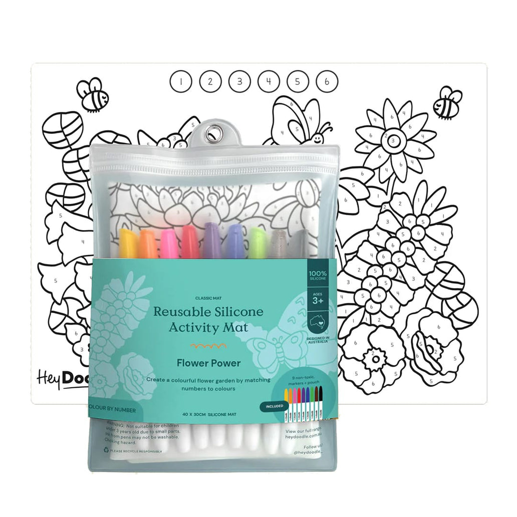 HeyDoodle Reusable Silicone Drawing Mat Flower Power