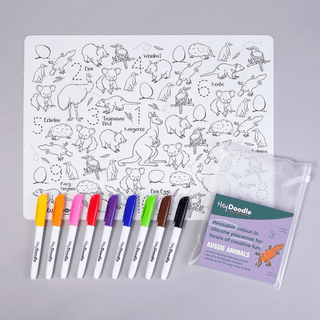 HeyDoodle Reusable Silicone Drawing Mat Aussie Animals