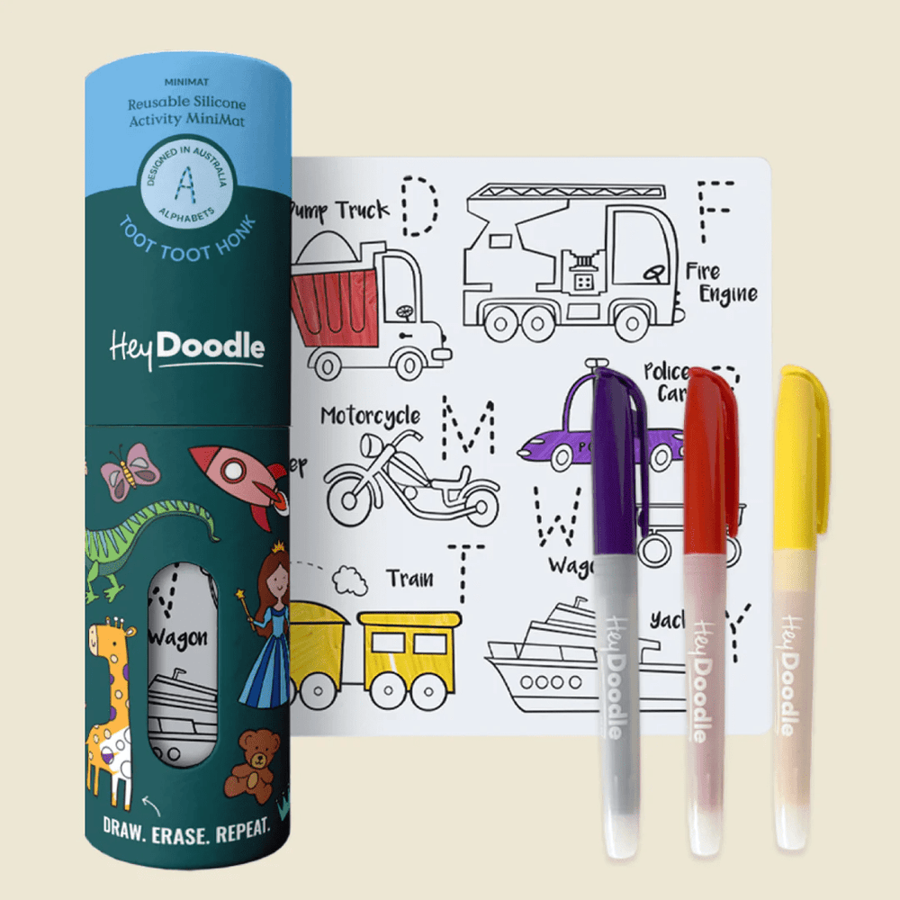 HeyDoodle Reusable Silicone MiniMat Toot Toot Honk