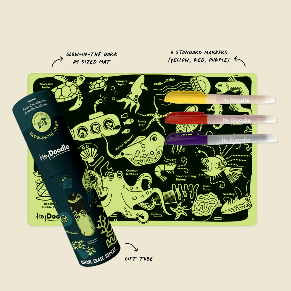 HeyDoodle Reusable Silicone MiniMat Glow-in-the-Deep