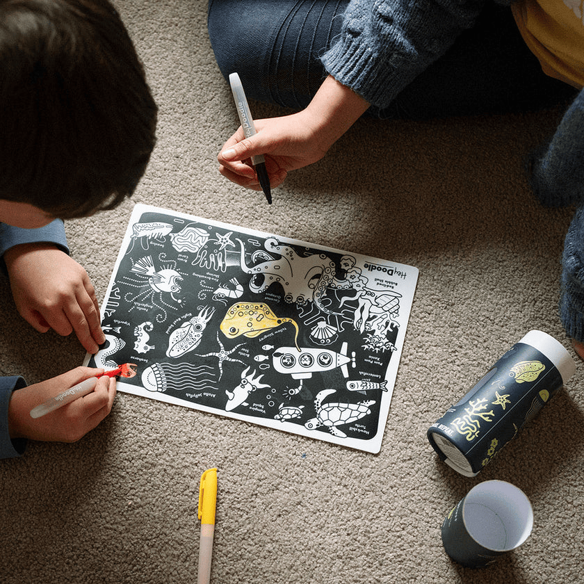 HeyDoodle Reusable Silicone MiniMat Glow-in-the-Deep
