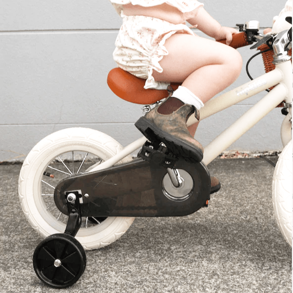 12 Inch Classic Pedal Bike with Wicker Basket Vintage White