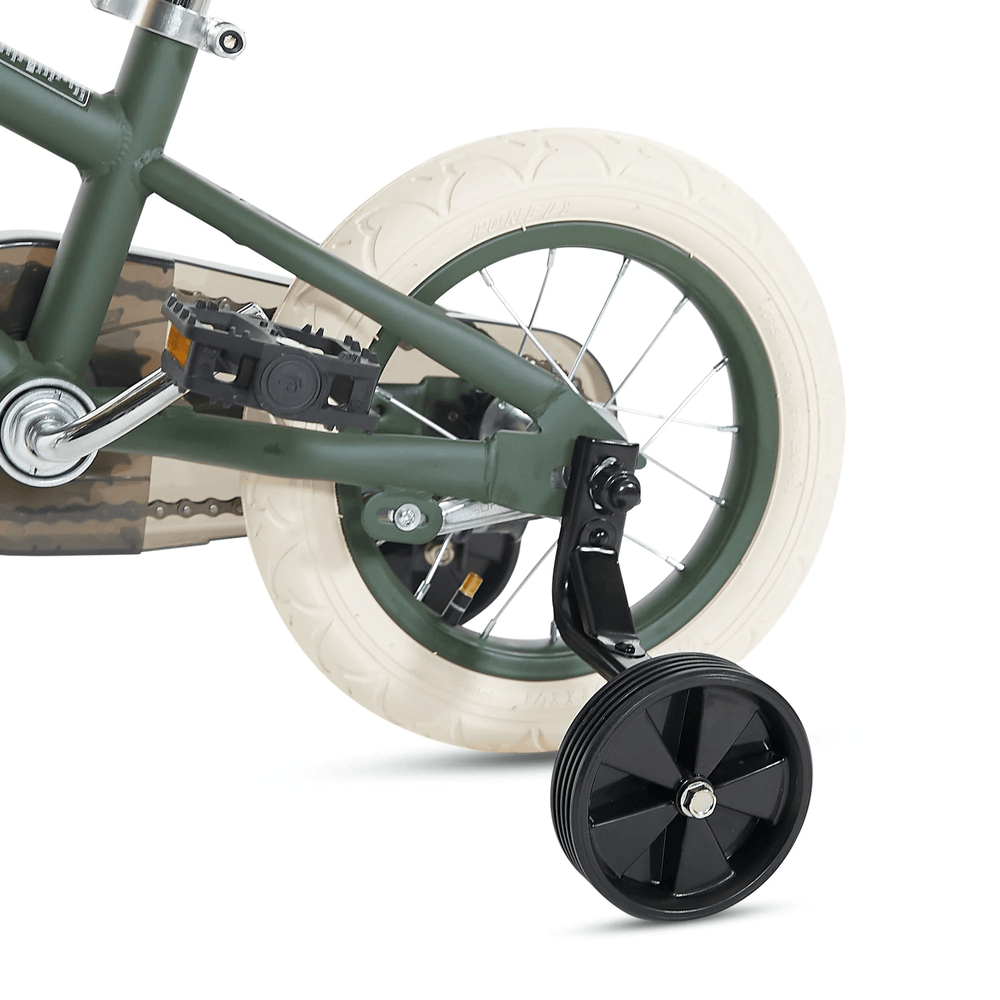 12 Inch Classic Pedal Bike with Wicker Basket Olive
