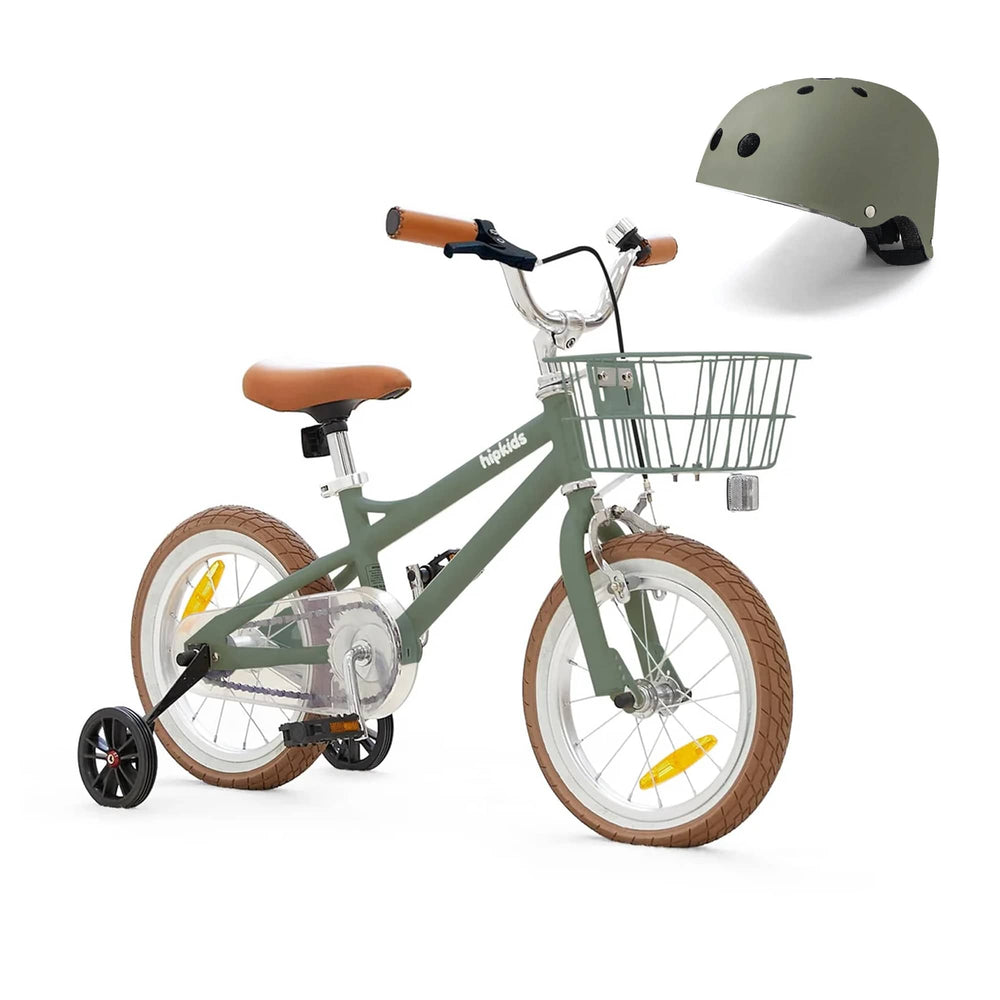 14 Inch Pedal Bike and Helmet Bundle Olive