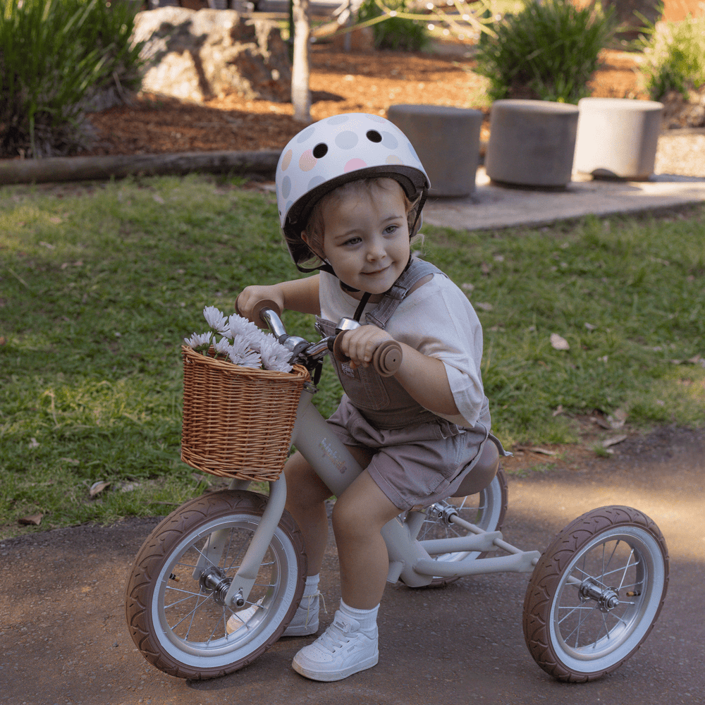 2 in 1 Steel Trike/Balance Bike (incl. wicker basket) Vintage White