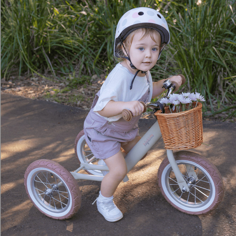 2 in 1 Steel Trike/Balance Bike (incl. wicker basket) Vintage White