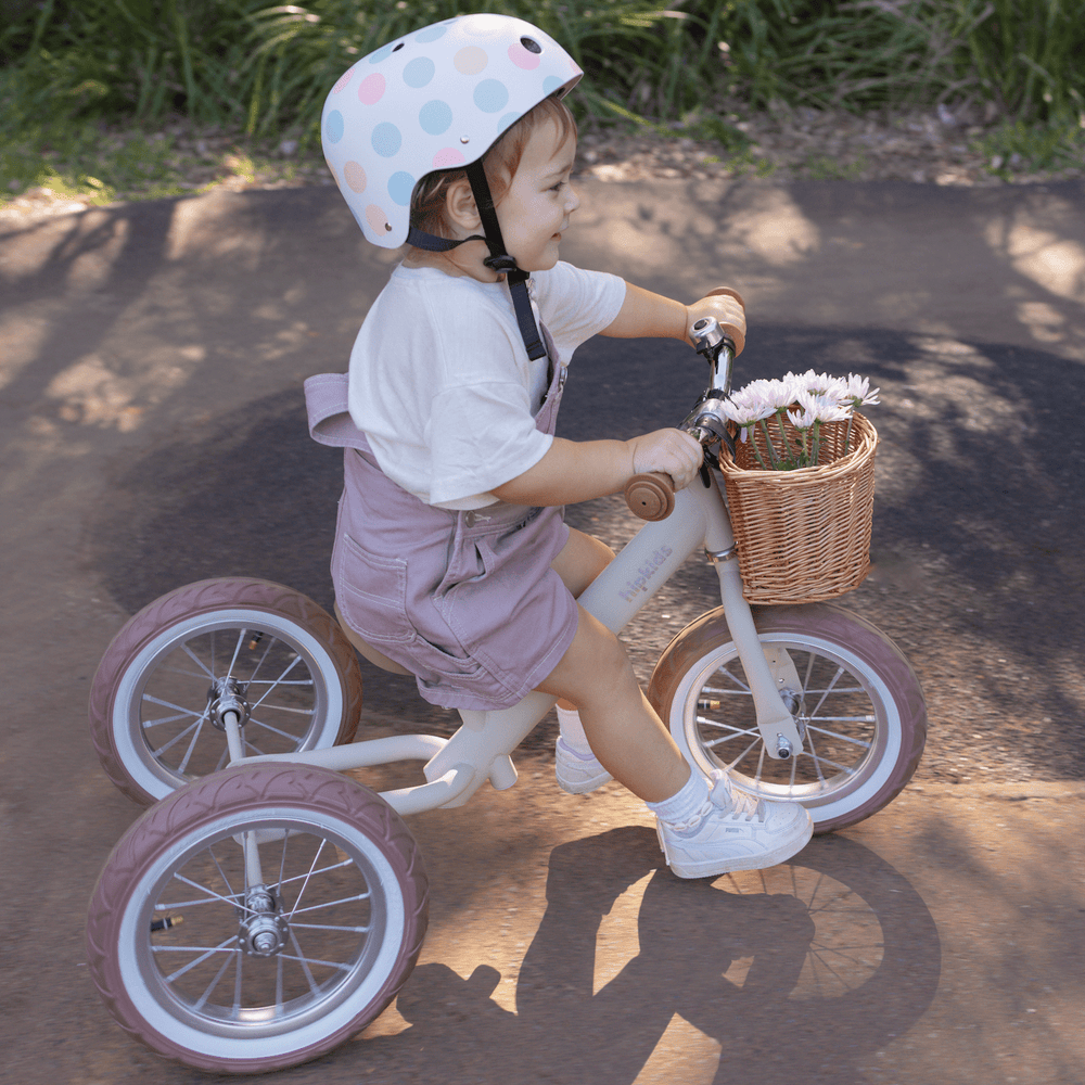2 in 1 Steel Trike/Balance Bike (incl. wicker basket) Vintage White