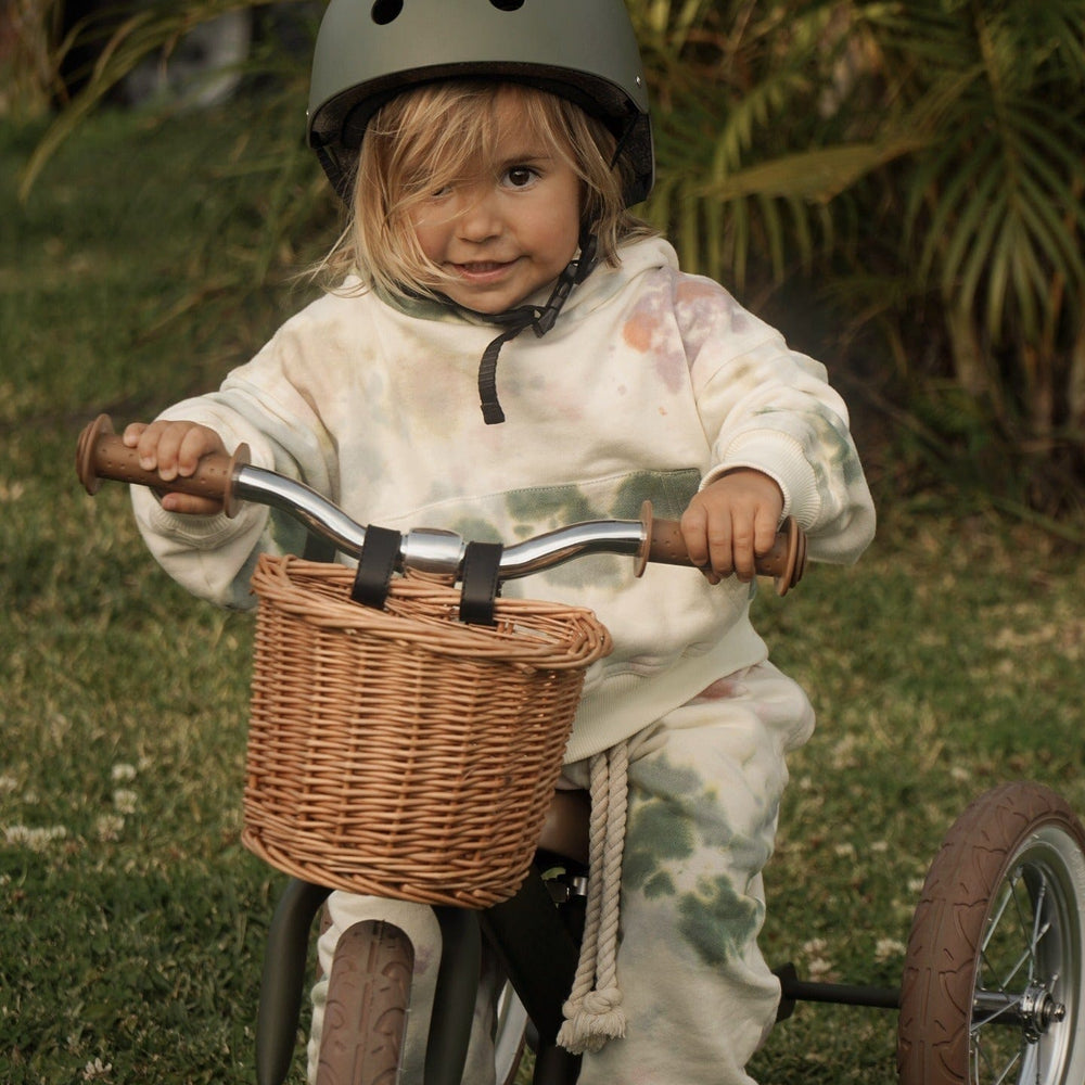 2 in 1 Steel Trike/Balance Bike (incl. wicker basket) Olive