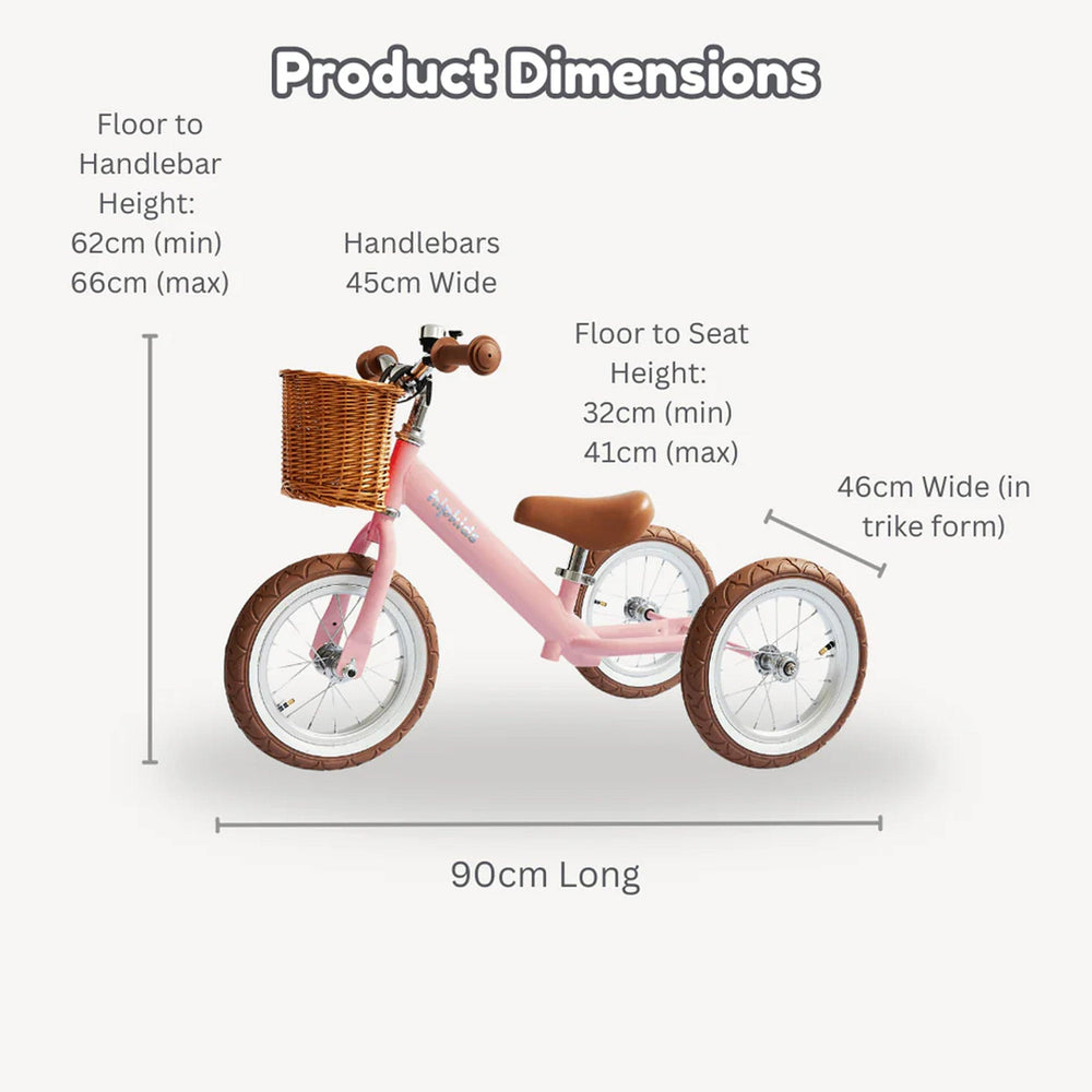 2 in 1 Steel Trike/Balance Bike (incl. wicker basket)