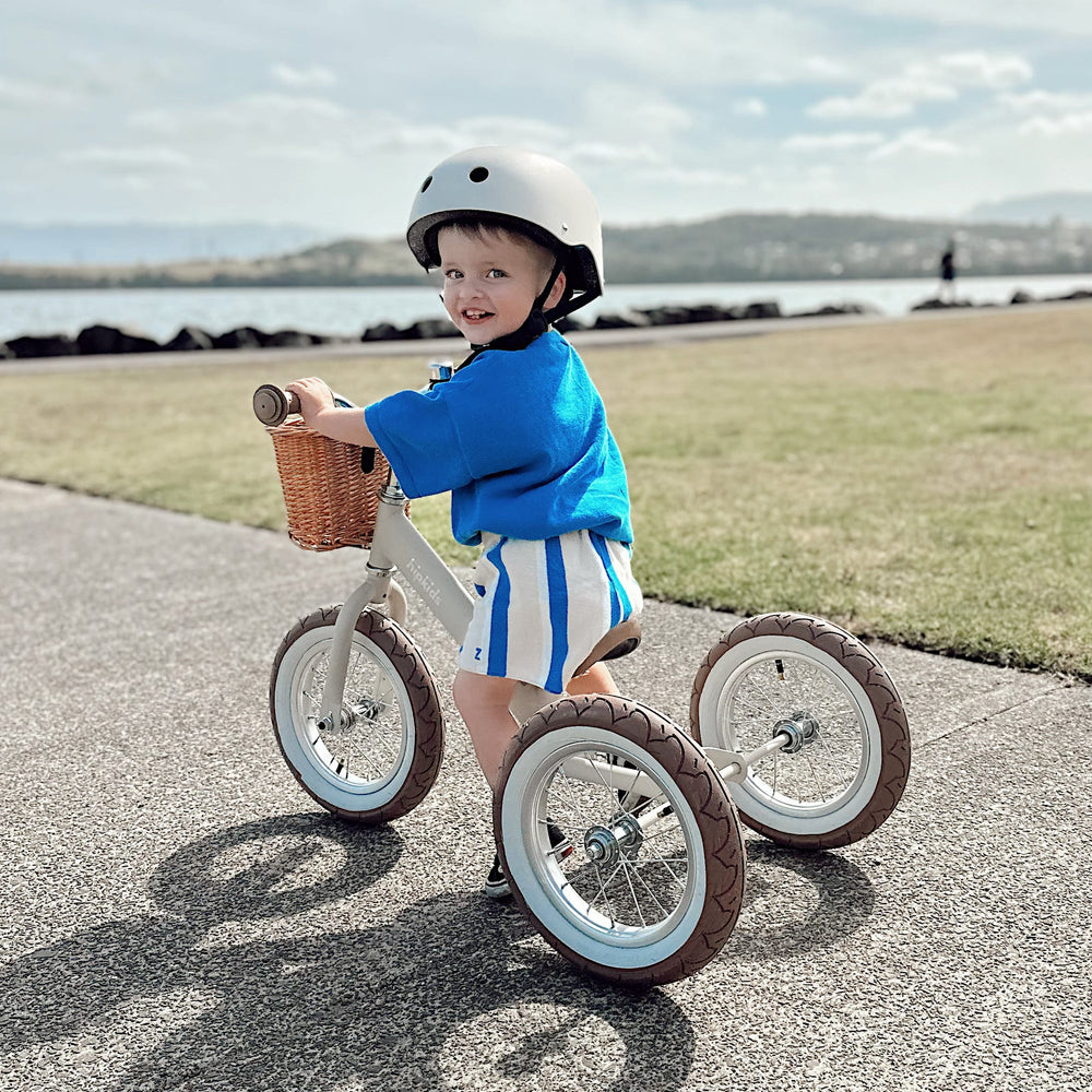 2 in 1 Steel Trike/Balance Bike (incl. wicker basket) Vintage White