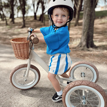 2 in 1 Steel Trike/Balance Bike (incl. wicker basket) Vintage White
