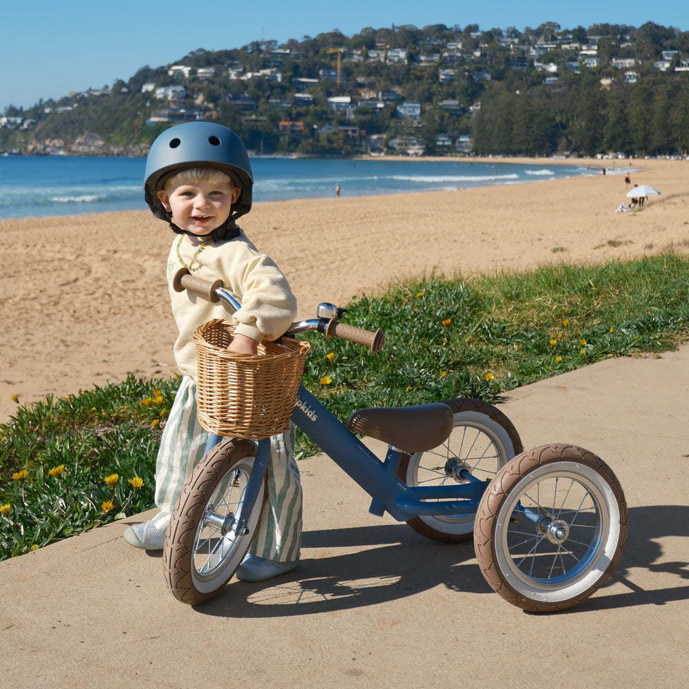 2 in 1 Steel Trike/Balance Bike (incl. wicker basket) Steel Blue