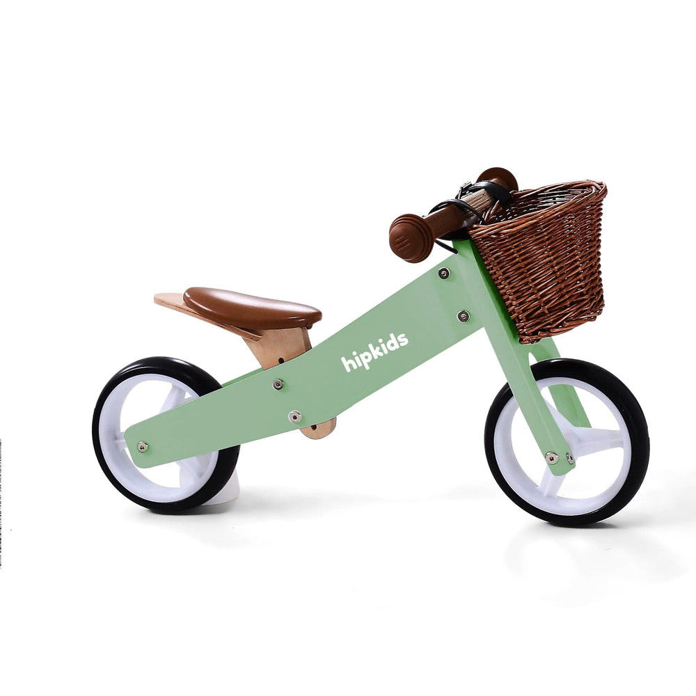 2 in 1 Toddler Mini-Trike with Wicker Basket Olive