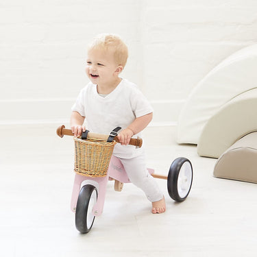 2 in 1 Toddler Mini-Trike with Wicker Basket Blush Pink