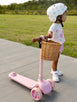 HipKids 3 Wheel Scooter w/ Wicker Basket Blush Pink