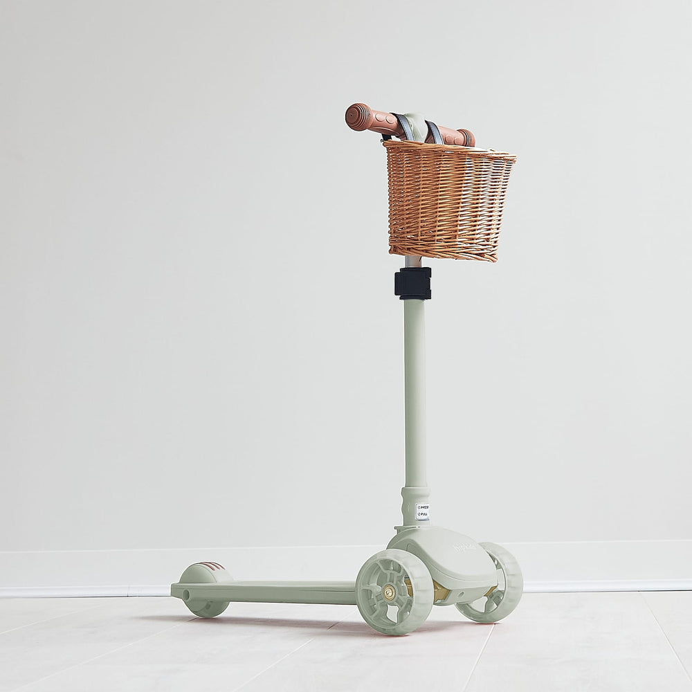 3 Wheel Scooter w/ Wicker Basket Sage