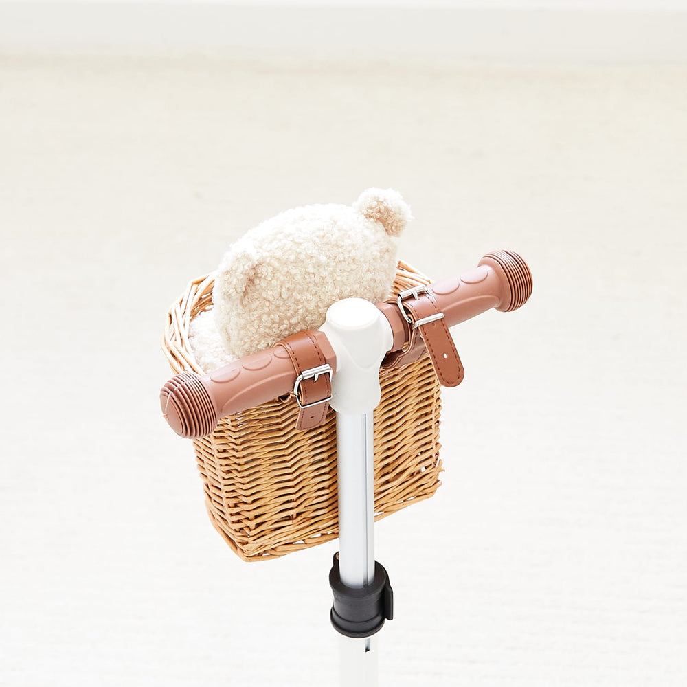 3 Wheel Scooter with Wicker Basket Ivory