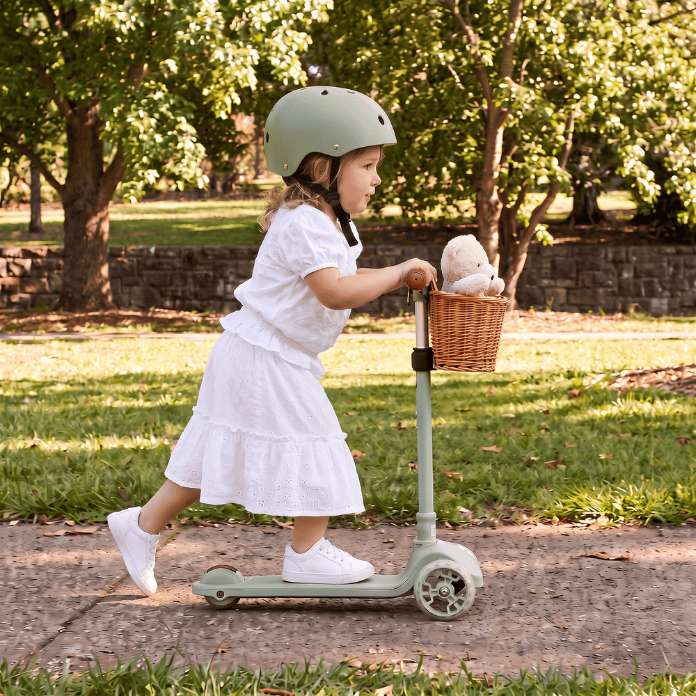 3 Wheel Scooter with Wicker Basket Sage