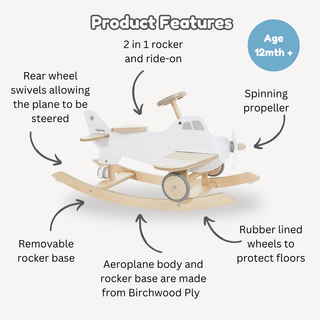 Buy Ride On Wooden Airplane | Rocking Airplane | HipKids Online