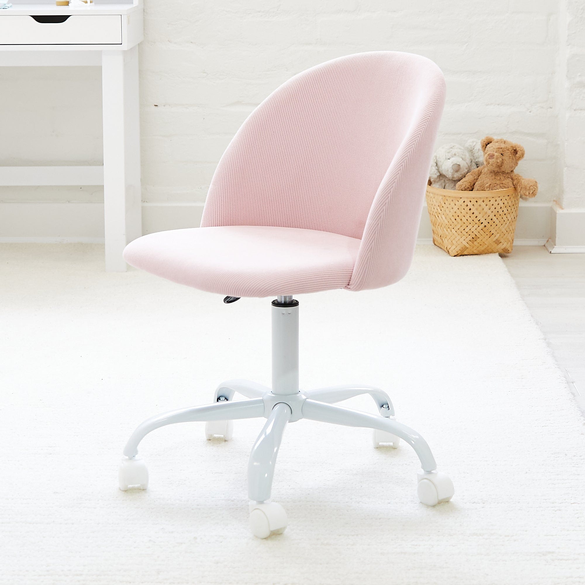 Rolling Chair Pink Fluffy Desk Chairs Furniture Kids Pink Desk