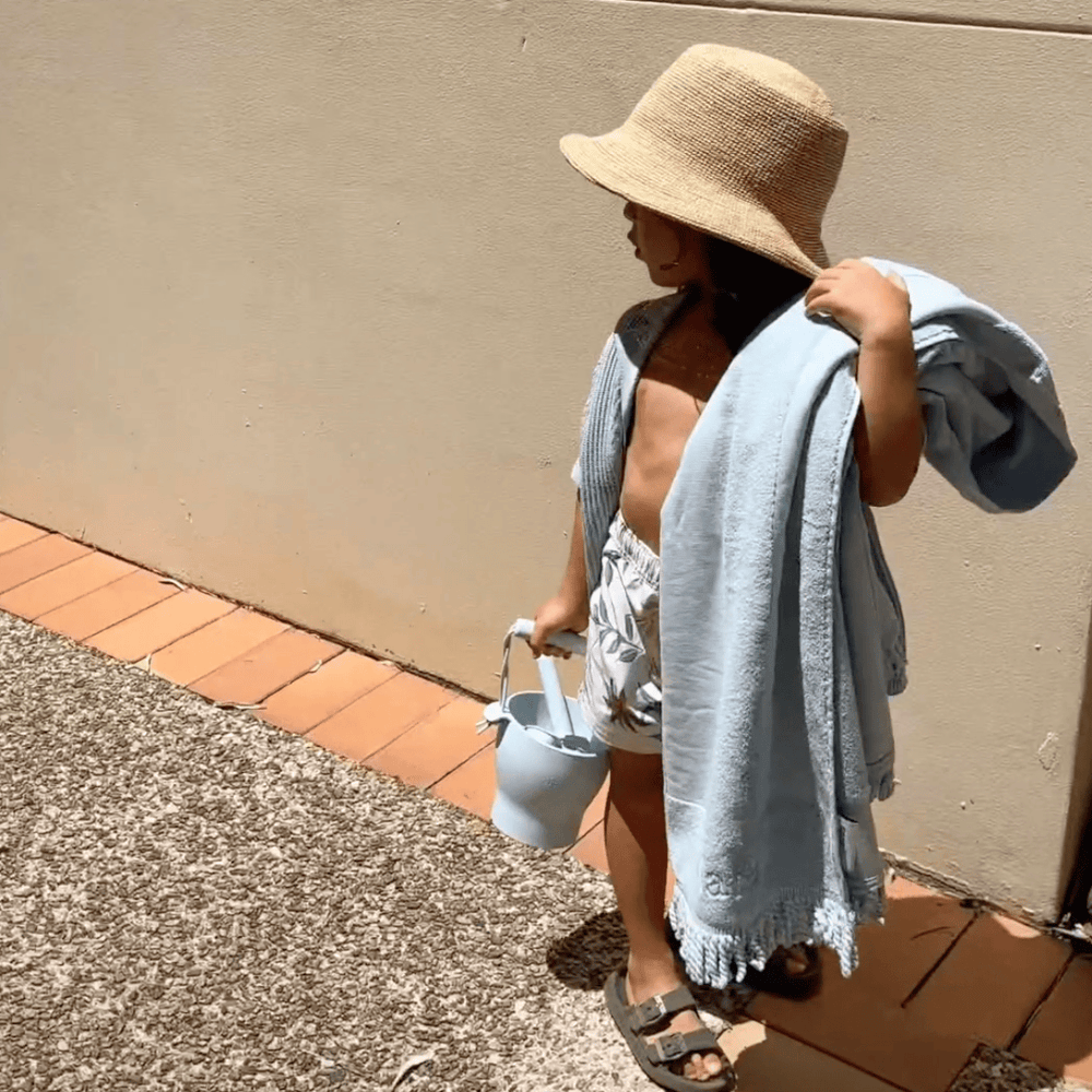 Beach Towel & Silicone Sand Toy Bundle Blue Mist