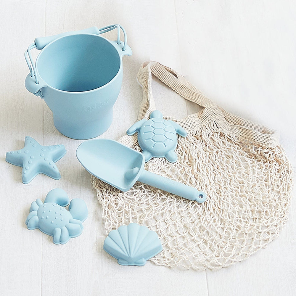 Beach Towel & Silicone Sand Toy Bundle Blue Mist