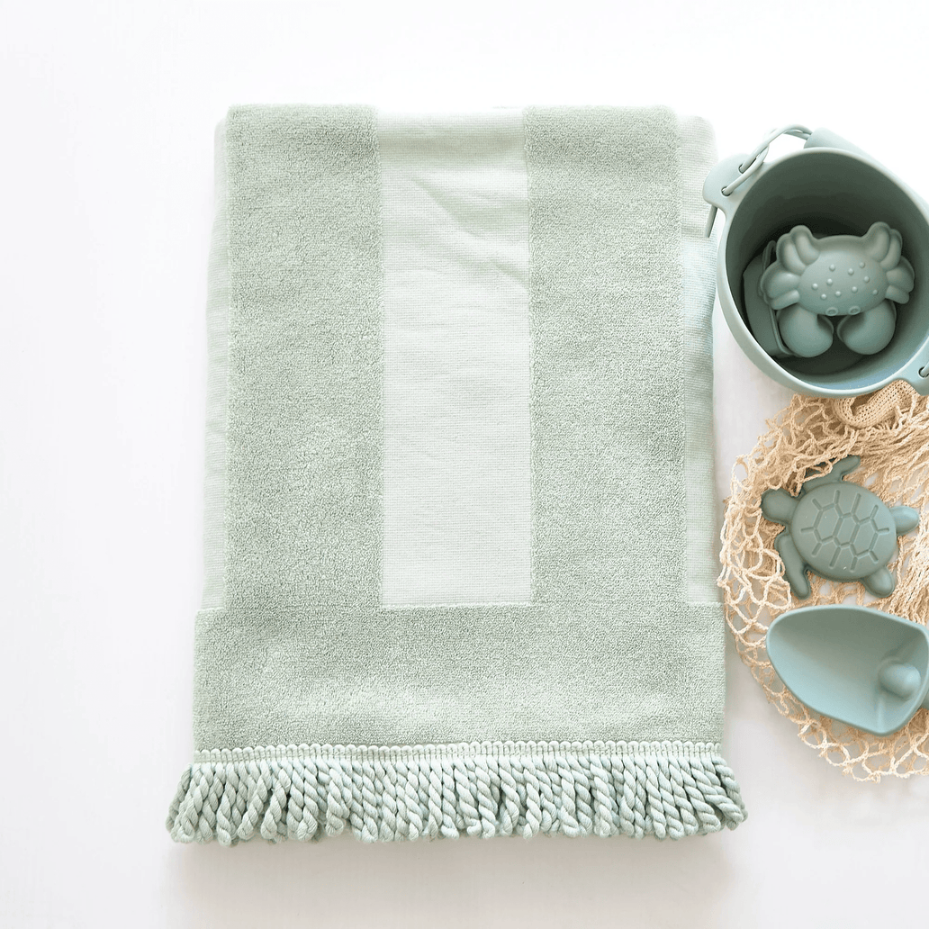 Beach Towel & Silicone Sand Toy Bundle - Preorder Sage