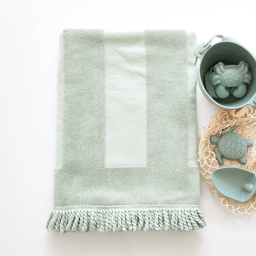 Beach Towel & Silicone Sand Toy Bundle Sage