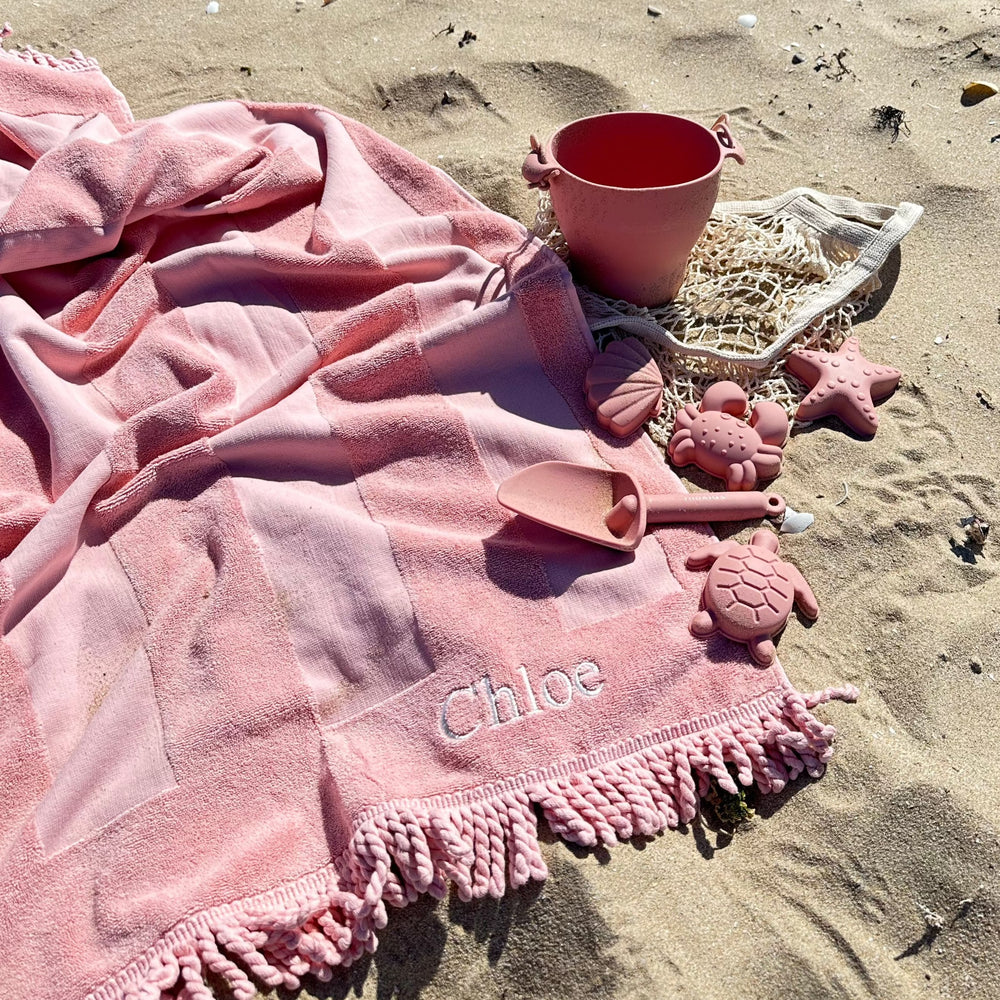 Beach Towel & Silicone Sand Toy Combo Blush Pink