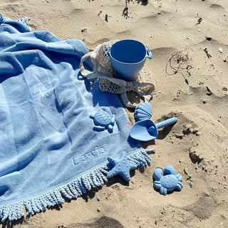 Beach Towel & Silicone Sand Toy Combo Powder Blue