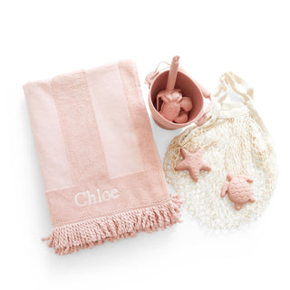 Beach Towel & Silicone Sand Toy Combo Blush Pink         