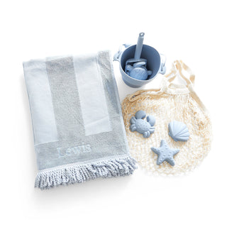 Beach Towel & Silicone Sand Toy Combo Powder Blue