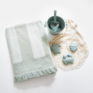 Beach Towel & Silicone Sand Toy Combo Olive