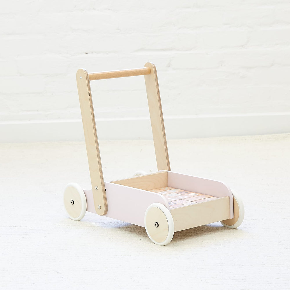Bloom Baby Walker with 30pc Block Set - Preorder Soft Pink