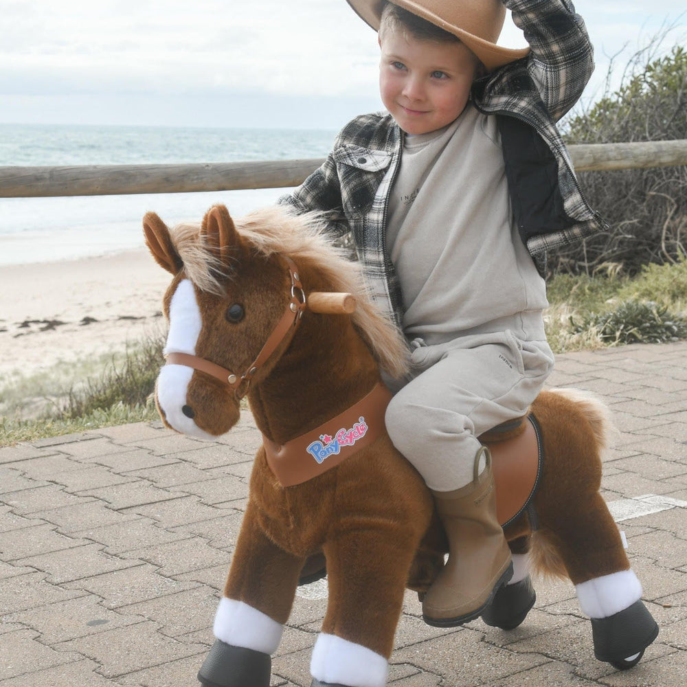 Brown Ride On Walking Toy Horse Pony