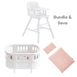 Celeste Cot, Celeste High Chair & Doll Bedding Bundle Pink