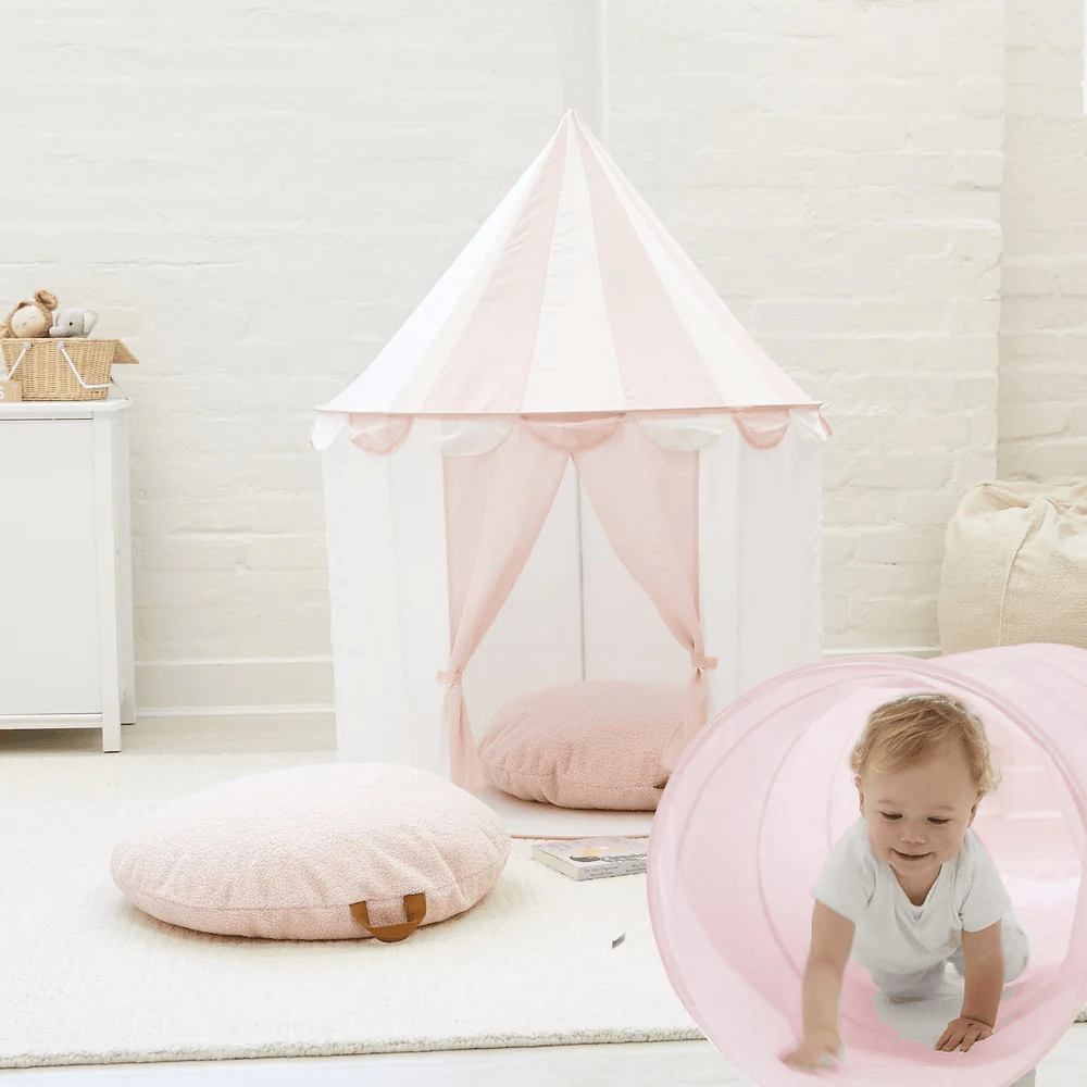 Circus Tent with 2pcs BAYLEY Teddy Boucle Cushion Bundle Blush Pink