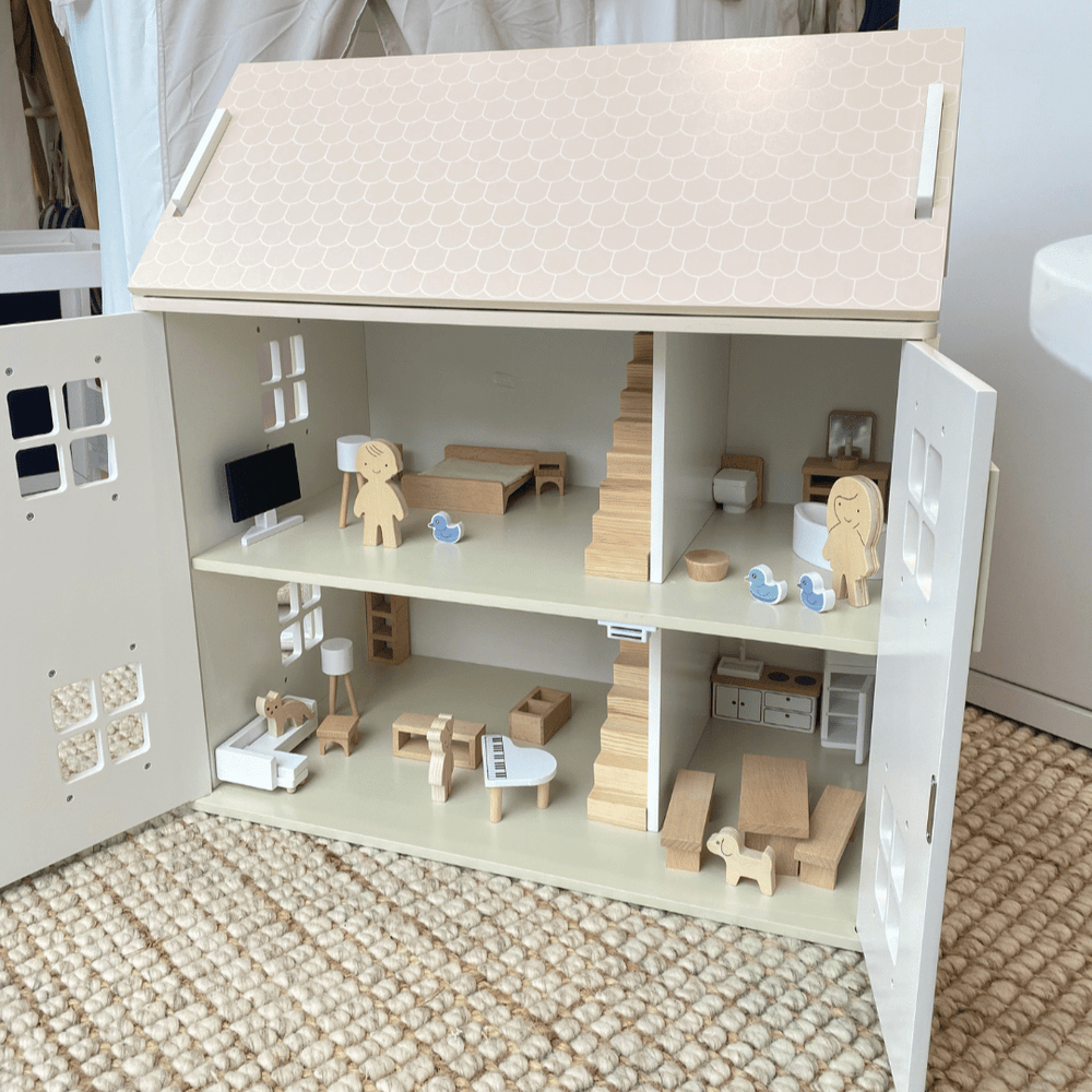 Buy Clara Doll House w/ Family & Furniture Set | Wooden Dollhouse ...