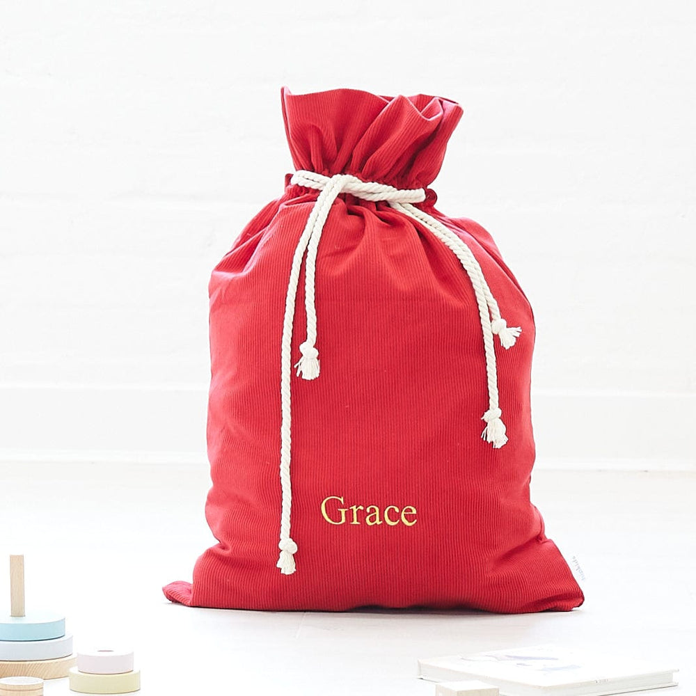 Corduroy SANTA SACK Cherry Red