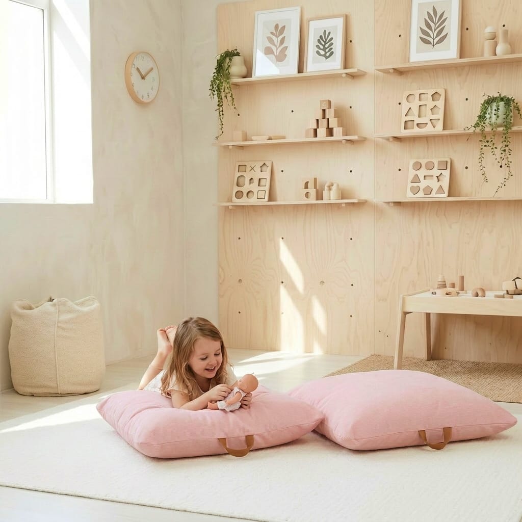 Ellis Corduroy Floor Cushion - 2 Pack Blush Pink